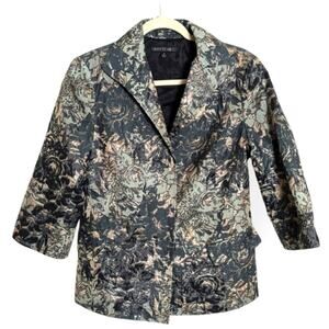 New Lafayette 148 New York Helena Brocade Jacquard Jacket Green Floral Blazer 8
